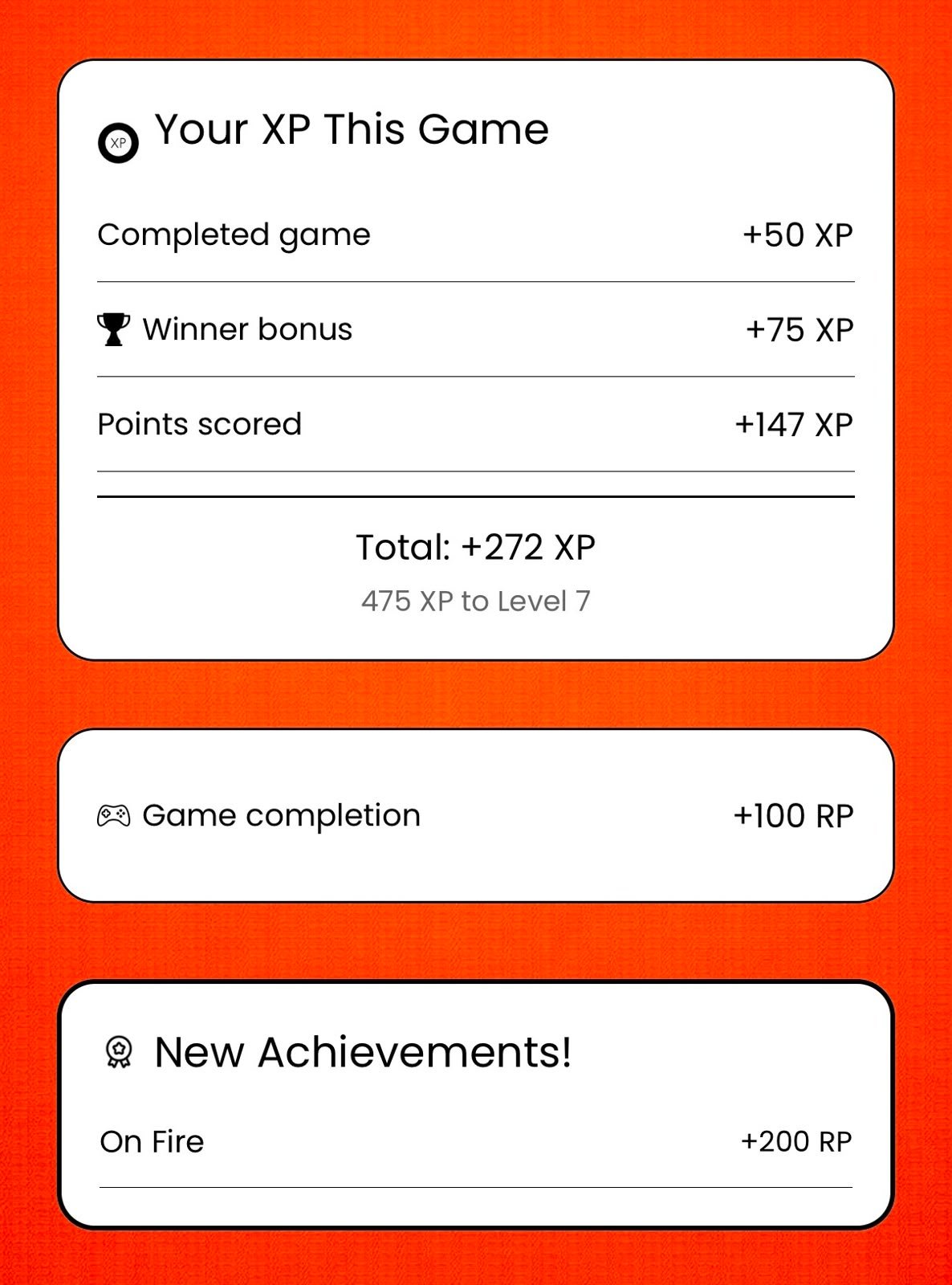 Rally Online XP rewards, Rally Points, achievements, and back to lobby buttons